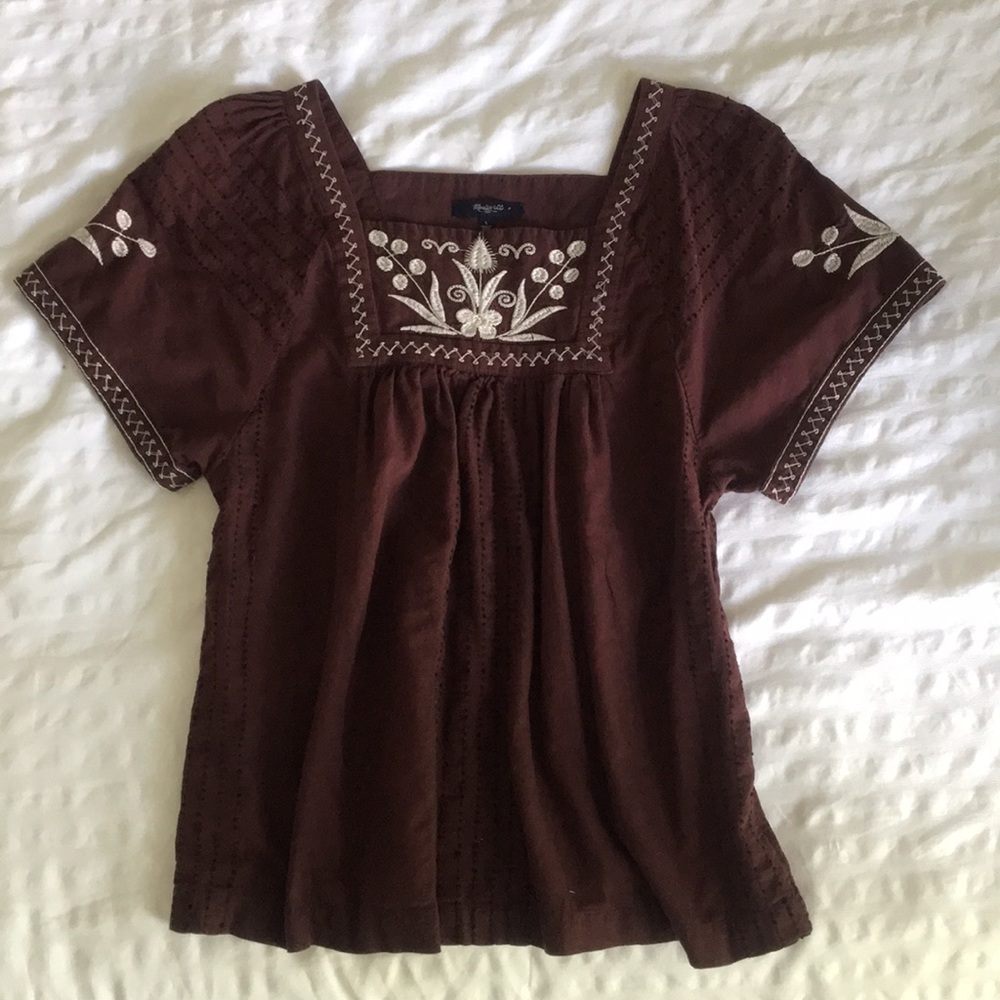 Madewell Embroidered peasant top